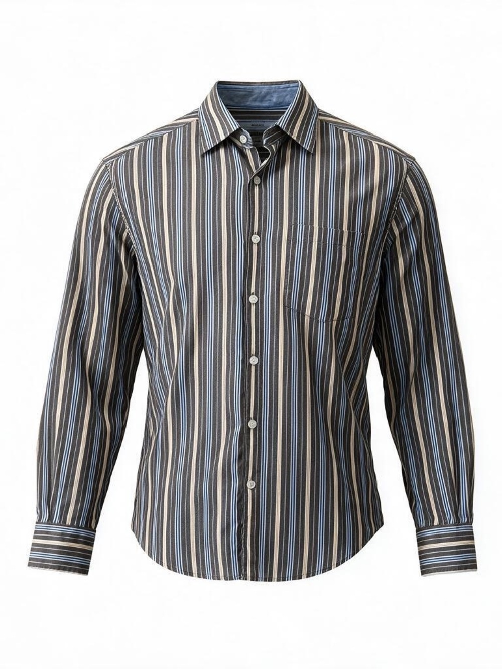 Johnston & Murphy Tailored Fit Multicolor Vertical Striped Button-Down Shirt M